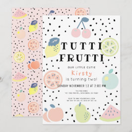 Tutti Frutti Pastel Fruit 2:a födelsedagen Inbjudningar