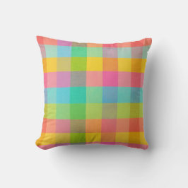 Tutti Frutti Psted - Bright Checkated Dekorativ ku Kudde