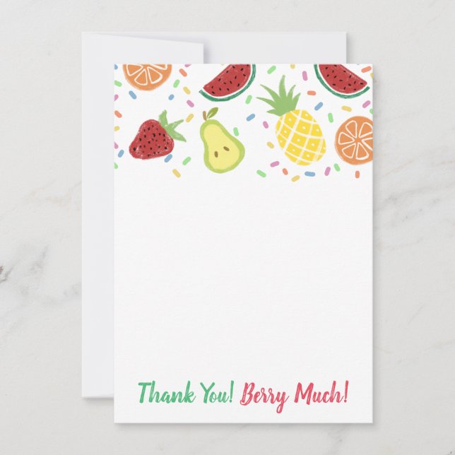 Tutti Frutti Second Birthday eller Baby Shower Tack Kort (Framsida)