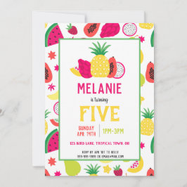 Tutti Frutti Tropical Fruit Girls Birthday Inbjudningar