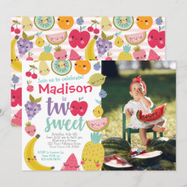 Tuttifrutti 2:a födelsedagsinbjudan inbjudningar