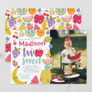 Tuttifrutti 2:a födelsedagsinbjudan inbjudningar