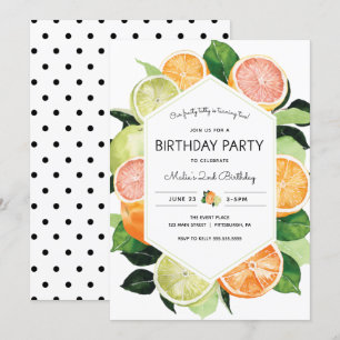 Tutty Fruktig Citrus Birthday Inbjudningar