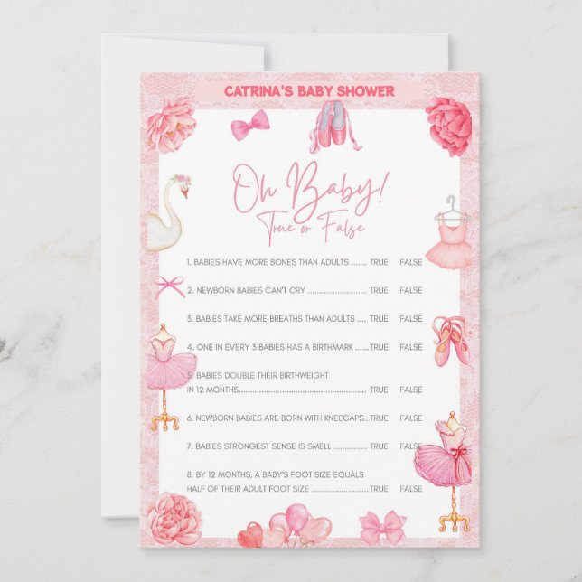 Tutu Ballerina Baby Shower - Editable Namn, 5x7 I Inbjudningar (Framsida)