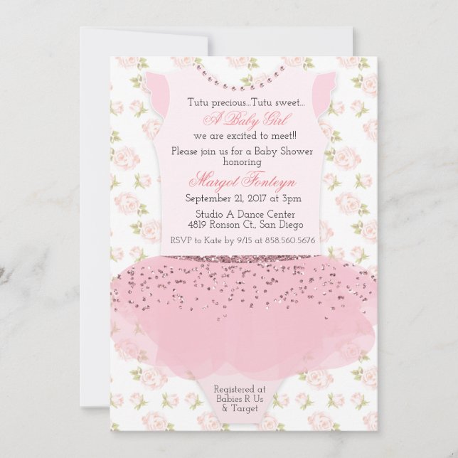 Tutu Ballerina Baby Shower-inbjudan Inbjudningar (Framsida)