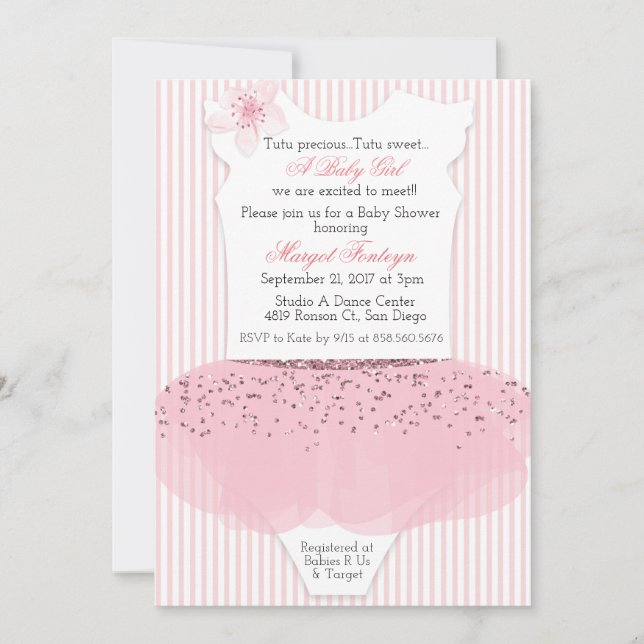 Tutu Ballerina Baby Shower-inbjudan Inbjudningar (Framsida)