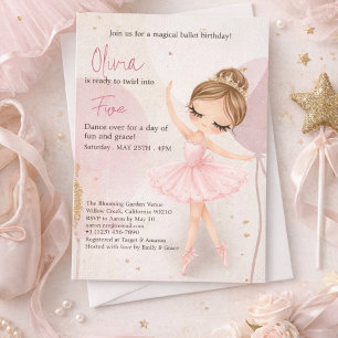 Tutu Ballerina Balettdansare Flicka Födelsedag Inbjudningar