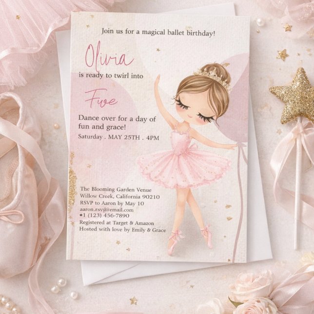 Tutu Ballerina Balettdansare Flicka Födelsedag Inbjudningar (Skapare uppladdad)