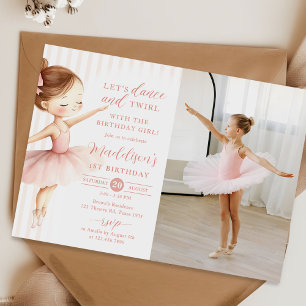 Tutu Ballerina Balettdansare Flicka Födelsedagsfot Inbjudningar