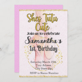 Tutu Ballerina Första födelsedag Inbjudningar