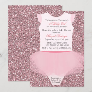 Tutu Ballerina Glitter Baby Shower-inbjudan Inbjudningar