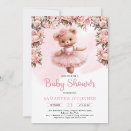 Tutu ballerina nalle damsty rosa ros inbjudningar