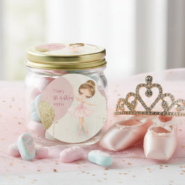 Tutu Ballerina Pink Ballet Dancer Girl Birthday Runt Klistermärke