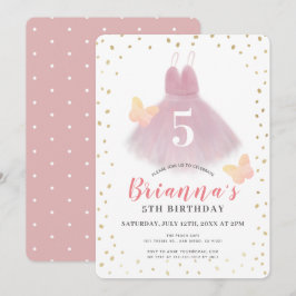 Tutu Ballerina Rosa & White Girl Birthday Inbjudningar