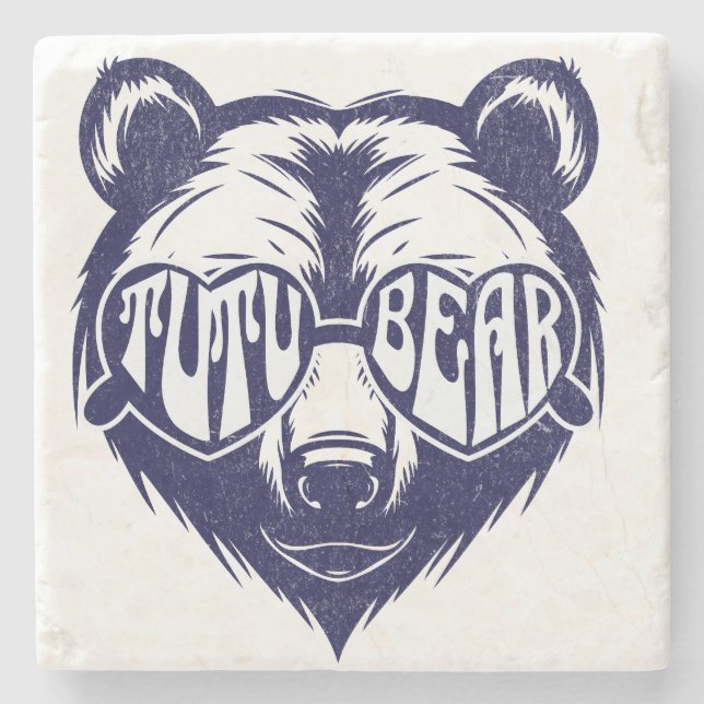 Tutu Bear Heart Solglasögon Hawaiianska Mormor Stenunderlägg (Framsidan)