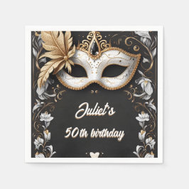 Tutu Black guld chic Masquerad 50:e födelsedagen Pappersservett