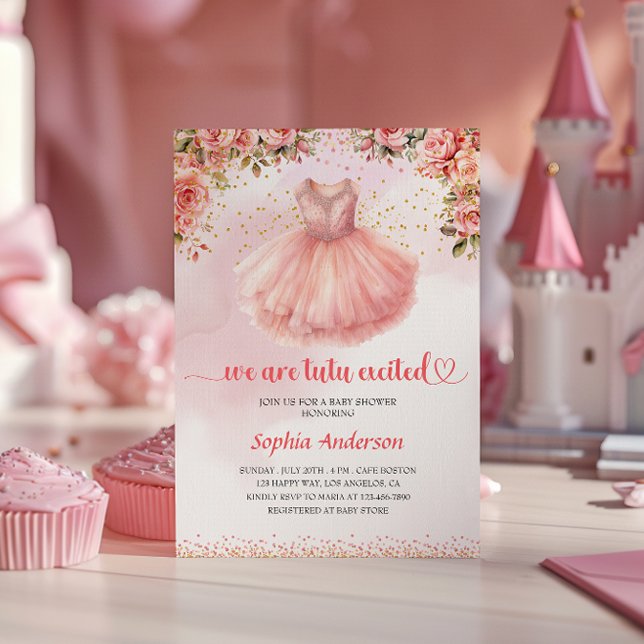 Tutu Cute Ballerina Baby Shower - Rosa Blommigt Inbjudningar (Skapare uppladdad)