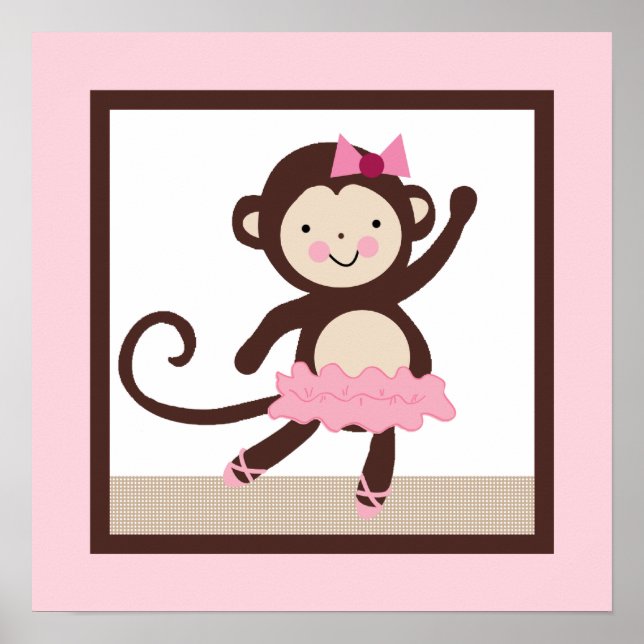 Tutu Cute/Ballerina Monkey Girl Poster Wall Art (Framsidan)