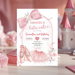 Tutu Cute Ballerina Rosa Coquette Andra födelsedag Inbjudningar