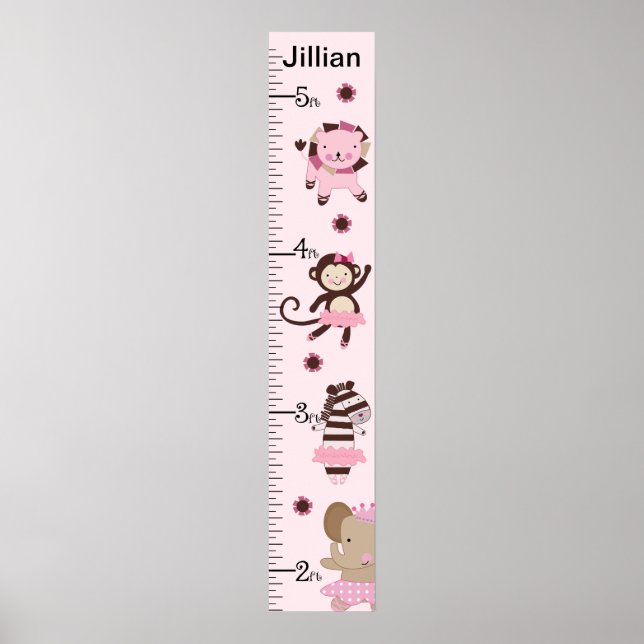 Tutu Cute Ballet Animals Growth Chart-Behålla vid  Poster (Framsidan)