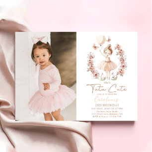 Tutu Cute Ballet Ballerina Birthday Photo Inbjudningar