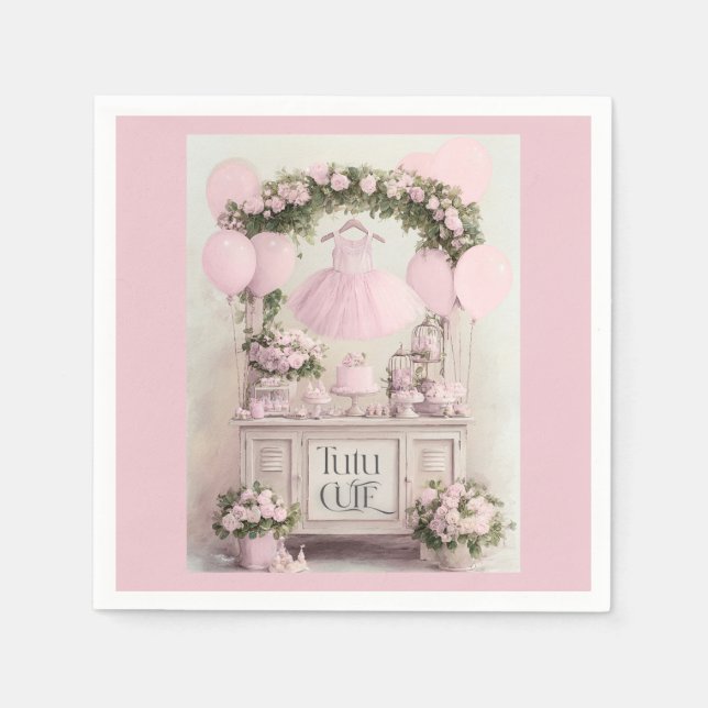 Tutu Cute Ballet Pink Ballerina Theme for Girls Pappersservett (Framsidan)