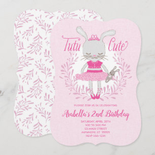 Tutu Cute Bunny Birthday-inbjudan Inbjudningar