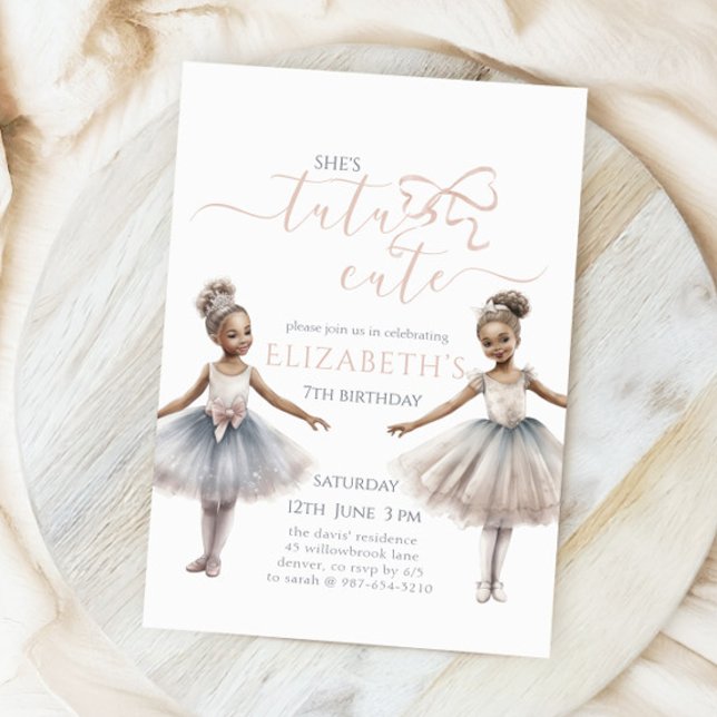 Tutu Cute Elegant Ballerina Watercolor Birthday Inbjudningar (Skapare uppladdad)