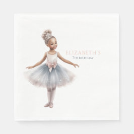 Tutu Cute Elegant Ballerina Watercolor Birthday Pappersservett