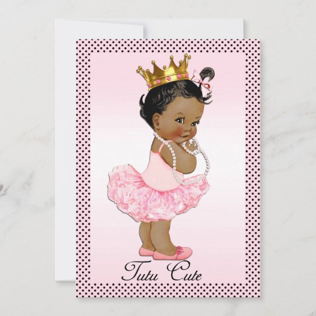 Tutu Cute Ethnic Princess Pearls Polka dots Inbjudningar (Framsida)