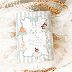 Tutu Cute Girls' andra Ballerina Birthday Inbjudningar
