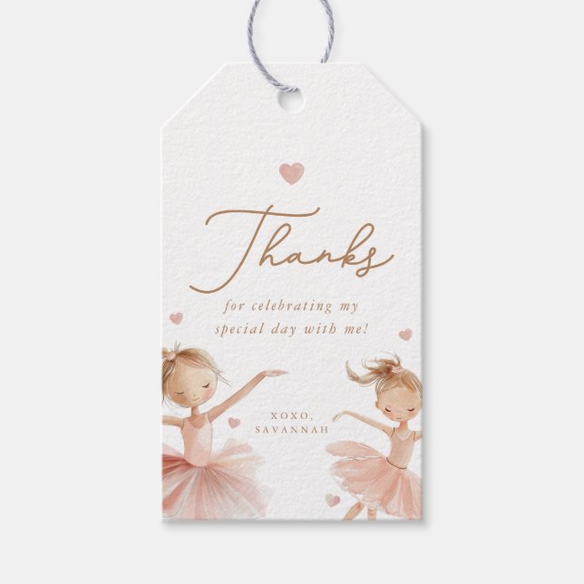 Tutu Cute Girls' Second Ballerina Birthday Presentetikett (Framsidan)