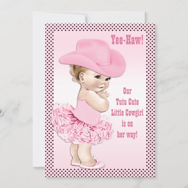 Tutu Cute Little Cowgirl Baby Shower Inbjudningar (Framsida)