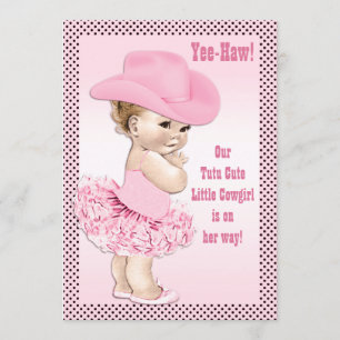 Tutu Cute Little Cowgirl Baby Shower Inbjudningar
