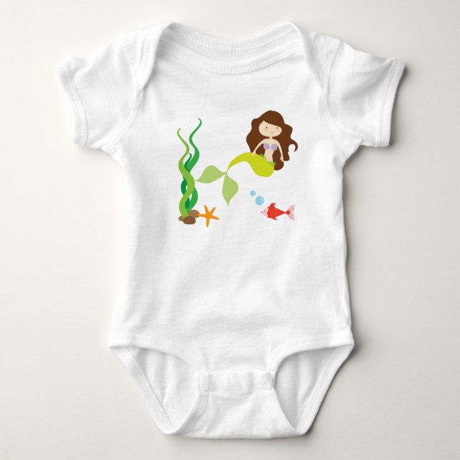 Tutu för sjöjungfru- och fiskbabyBodysuit T-shirt (Framsida)