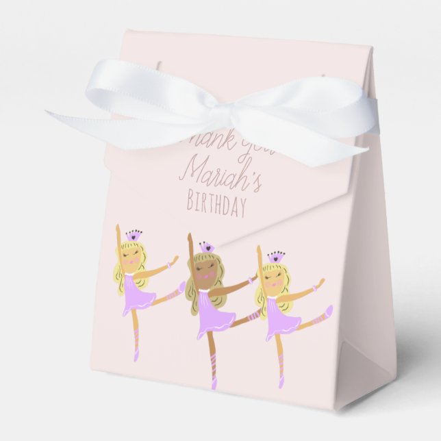 Tutu Girl's Birthday Ballerinas Rosa Favor Box Presentaskar (Framsidan Sidan)