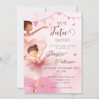 Tutu glad rosa ballerina balett baby shower inbjudningar