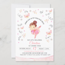 Tutu och Twirls Ballerina Birthday bjudande