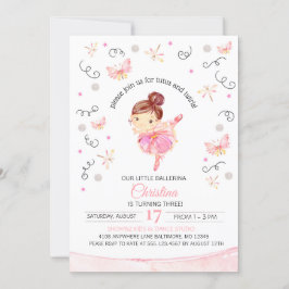 Tutu och Twirls Ballerina Birthday bjudande Inbjudningar