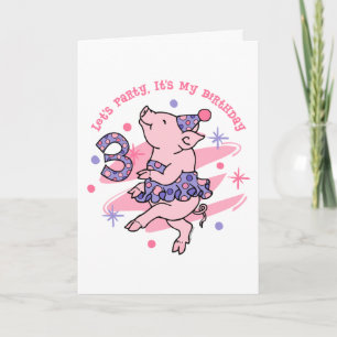 Tutu Piggy 3:e födelsedagen Kort