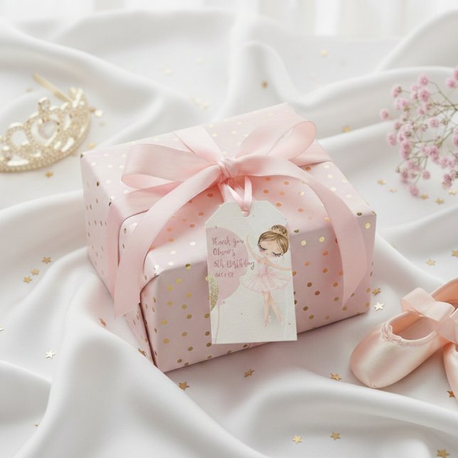 Tutu Pink Ballerina Ballet Dancer Girl Birthday Presentetikett (Skapare uppladdad)