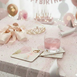 Tutu Pink Ballerina Ballet Dancer Girl Birthday Underlägg Papper Kvadrat