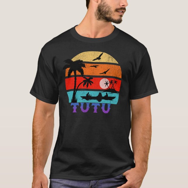 Tutu Retro Sunset Ocean Grandfather T Shirt (Framsida)