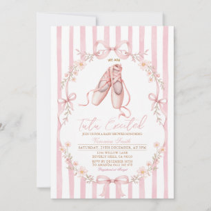 Tutu Rosa balettskor flicka baby shower Inbjudningar