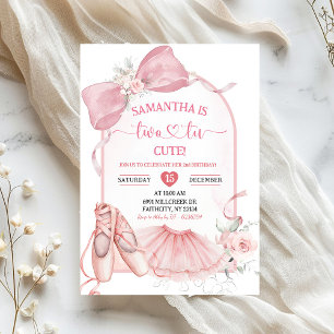 Tutu Söt Ballerina Rosa Coquette Andra Födelsedag Inbjudningar