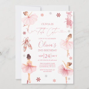 Tutu Söt Ballerina Rosa Coquette Andra Födelsedage Inbjudningar