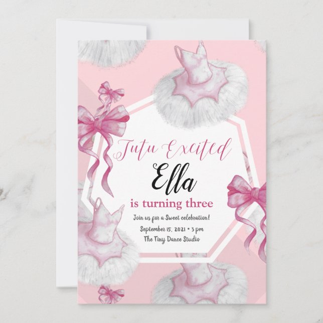 Tutu Sweet Birthday-inbjudan (Framsida)