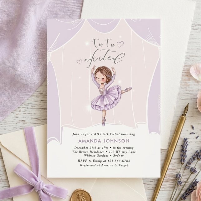TuTu Upphetsad Balettbaby Shower  Inbjudningar (Skapare uppladdad)