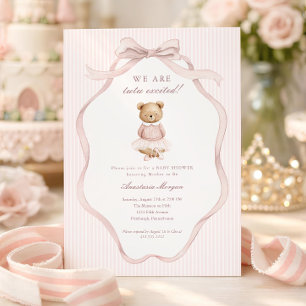 Tutu Upphetsad Rosa Coquette Teddybjörn Bebis Dusc Inbjudningar