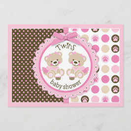 Tutus Baby Shower för tvillingflickor Nallar Inbjudningar
